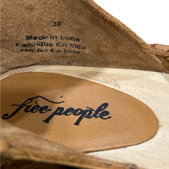 Free People Crochet Leather Wedges size 7.5 wooden cut out sole. - Picture 5 of 7
